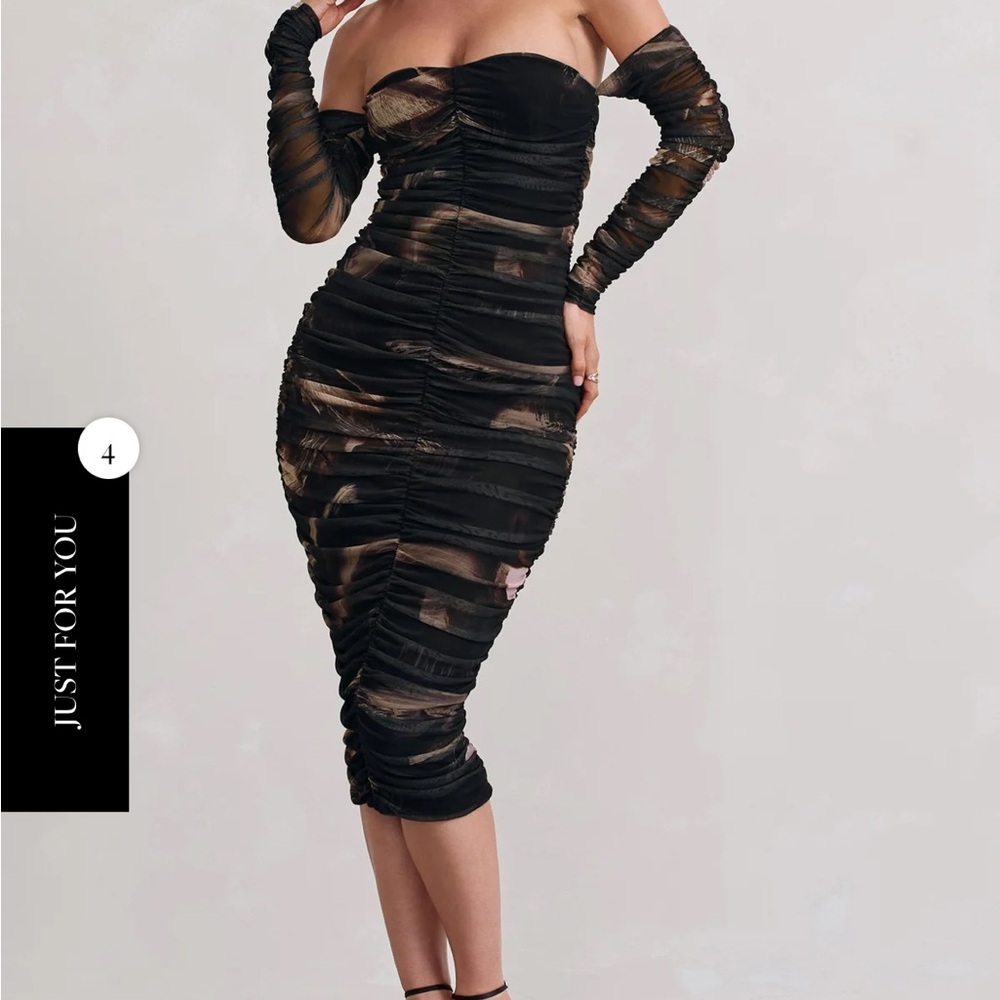 Elegant Black Ruched Off-Shoulder Dress